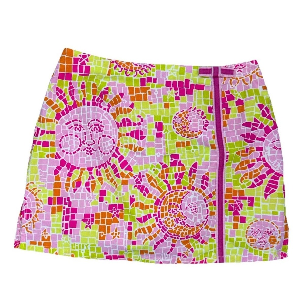 Lily Pulitzer Skort Women 2‎ Extra Small Pink Yellow Skirt Mosaic Sun Skirt Golf